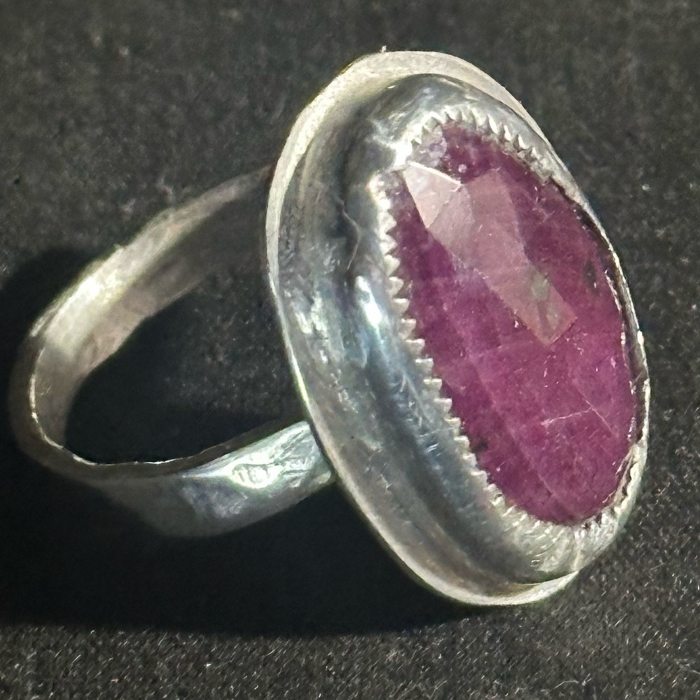 Sterling Silver, Ruby Artisan Made Ring - image 3